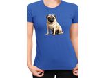 Maglietta Da Donna Dogs Breeds Pug Dog Breed 008, Lady 2XL , Bleu