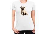 Maglietta Da Donna Dogs Breeds Pug Dog Breed 008, Lady S , Blanc