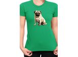 Maglietta Da Donna Dogs Breeds Pug Dog Breed 008, Lady 2XL , Vert