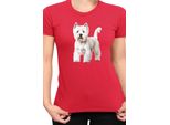 Maglietta Da Donna Dogs Breeds West Highland White Terrier Dog Breed 005, Lady L , Rouge
