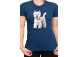 Maglietta Da Donna Dogs Breeds West Highland White Terrier Dog Breed 005, Lady S , Bleu Foncé