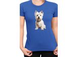 Maglietta Da Donna Dogs Breeds West Highland White Terrier Dog Breed 006, Lady S , Bleu
