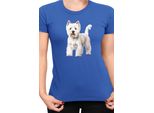 Maglietta Da Donna Dogs Breeds West Highland White Terrier Dog Breed 005, Lady Xs , Bleu