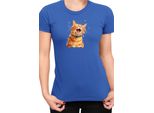 Maglietta Da Donna Funny Cats Breeds American Shorthair Cat, Lady S , Bleu
