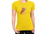 Maglietta Da Donna Funny Cats Breeds American Shorthair Cat, Lady 2XL , Jaune