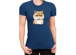 Maglietta Da Donna Funny Cats Breeds Exotic Shorthair Cat, Lady S , Bleu Foncé