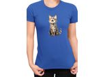 Maglietta Da Donna Funny Cats Breeds Domestic Shorthair Cat, Lady M , Bleu