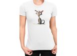 Maglietta Da Donna Funny Cats Breeds Oriental Shorthair Cat, Lady 2XL , Blanc