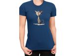 Maglietta Da Donna Funny Cats Breeds Oriental Shorthair Cat, Lady 2XL , Bleu Foncé