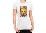 Maglietta Da Donna Demon Anime Slayer Kimetsu No Yaiba Chibi Kyojuro Rengoku, Lady L , Blanc