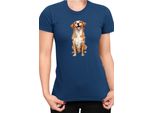 Maglietta Da Donna Funny Dogs Breeds Novia Scotia Duck Tolling Retriever Dog Breed, Lady 2XL , Bleu Foncé