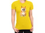 Maglietta Da Donna Funny Dogs Breeds Shiba Inu Dog Breed, Lady 2XL , Jaune