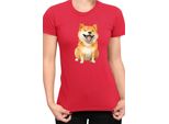 Maglietta Da Donna Funny Dogs Breeds Shiba Inu Dog Breed, Lady S , Rouge