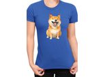 Maglietta Da Donna Funny Dogs Breeds Shiba Inu Dog Breed, Lady S , Bleu