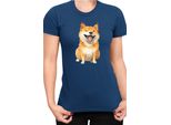 Maglietta Da Donna Funny Dogs Breeds Shiba Inu Dog Breed, Lady S , Bleu Foncé