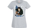 Maglietta Da Donna Manga Anime Attack Anime On Titan Levi Ackerman 01 Levi Titan Attack, Lady 2XL , Gris