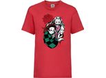 Maglietta Per Bambini Japan Animation Manga Anime Comics Demon Anime Slayer Tanjiro Nezuko Kamado 002 Var-023 Brother Slayer Sister Demon, 5-6 Jahr - 116 , Rouge