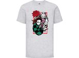 Maglietta Per Bambini Japan Animation Manga Anime Comics Demon Anime Slayer Tanjiro Nezuko Kamado 002 Var-023 Brother Slayer Sister Demon, 5-6 Jahr - 116 , Gris