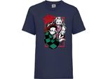 Maglietta Per Bambini Japan Animation Manga Anime Comics Demon Anime Slayer Tanjiro Nezuko Kamado 002 Var-023 Brother Slayer Sister Demon, 5-6 Jahr - 116 , Bleu Foncé