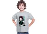 Maglietta Per Bambini Demon Anime Slayer Kimetsu No Yaiba Tanjiro Kamado 100, 7-8 Jahr - 128 , Gris