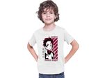 Maglietta Per Bambini Demon Anime Slayer Kimetsu No Yaiba Tanjiro Kamado 009, 7-8 Jahr - 128 , Blanc