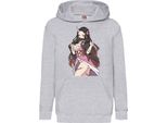 Felpe Con Cappuccio Per Bambini Demon Anime Slayer Kimetsu No Yaiba Nezuko Kamado 16, 7-8 Jahr - 128 / Gris