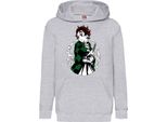 Felpe Con Cappuccio Per Bambini Demon Anime Slayer Tanjiro Kamado 013, 12-13 Jahr - 152 / Gris