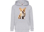 Felpe Con Cappuccio Per Bambini Dogs Breeds Pembroke Welsh Corgi Dog Breed 006, 5-6 Jahr - 116 / Gris