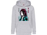 Felpe Con Cappuccio Per Bambini Demon Anime Slayer Tanjiro Kamado 008, 12-13 Jahr - 152 / Gris