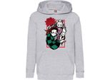 Felpe Con Cappuccio Per Bambini Japan Manga Comics Anime Demon Anime Slayer Tanjiro Nezuko Kamado 002 Var-023 Brother Slayer Sister Demon, 5-6 Jahr - 116 / Gris