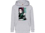 Felpe Con Cappuccio Per Bambini Demon Anime Slayer Tanjiro Kamado 100, 12-13 Jahr - 152 / Gris