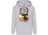 Felpe Con Cappuccio Per Bambini Demon Anime Slayer Tanjiro Kamado 008, 12-13 Jahr - 152 / Gris