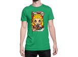 Maglietta Da Uomo Demon Anime Slayer Kimetsu No Yaiba Chibi Kyojuro Rengoku, Man 2XL , Vert