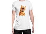 Maglietta Da Uomo Funny Cats Breeds American Shorthair Cat, Man 5XL , Blanc