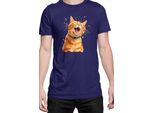 Maglietta Da Uomo Funny Cats Breeds American Shorthair Cat, Man 3XL , Bleu Foncé