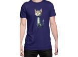 Maglietta Da Uomo Funny Cats Breeds European Shorthair Cat, Man 3XL , Bleu Foncé