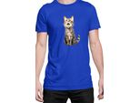 Maglietta Da Uomo Funny Cats Breeds Domestic Shorthair Cat, Man Xl , Bleu
