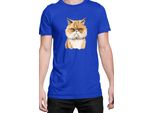 Maglietta Da Uomo Funny Cats Breeds Exotic Shorthair Cat, Man Xl , Bleu