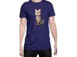 Maglietta Da Uomo Funny Cats Breeds Domestic Shorthair Cat, Man Xl , Bleu Foncé