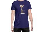 Maglietta Da Uomo Funny Cats Breeds Oriental Shorthair Cat, Man Xl , Bleu Foncé