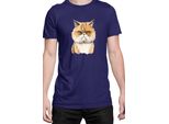 Maglietta Da Uomo Funny Cats Breeds Exotic Shorthair Cat, Man 2XL , Bleu Foncé