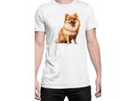 Maglietta Da Uomo Dogs Breeds Pomeranian Dog Breed 006, Man 4XL , Blanc