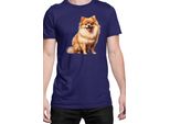Maglietta Da Uomo Dogs Breeds Pomeranian Dog Breed 006, Man 3XL , Bleu Foncé