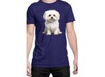 Maglietta Da Uomo Dogs Breeds Maltese Dog Breed 006, Man 2XL , Bleu Foncé