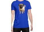 Maglietta Da Uomo Dogs Breeds Pug Dog Breed 007, Man Xl , Bleu