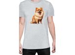 Maglietta Da Uomo Dogs Breeds Pomeranian Dog Breed 006, Man 2XL , Gris
