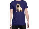 Maglietta Da Uomo Dogs Breeds Pug Dog Breed 008, Man Xl , Bleu Foncé