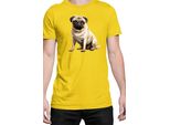 Maglietta Da Uomo Dogs Breeds Pug Dog Breed 008, Man 3XL , Jaune