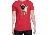 Maglietta Da Uomo Dogs Breeds Pug Dog Breed 007, Man 2XL , Rouge