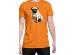 Maglietta Da Uomo Dogs Breeds Pug Dog Breed 008, Man 2XL , Orange